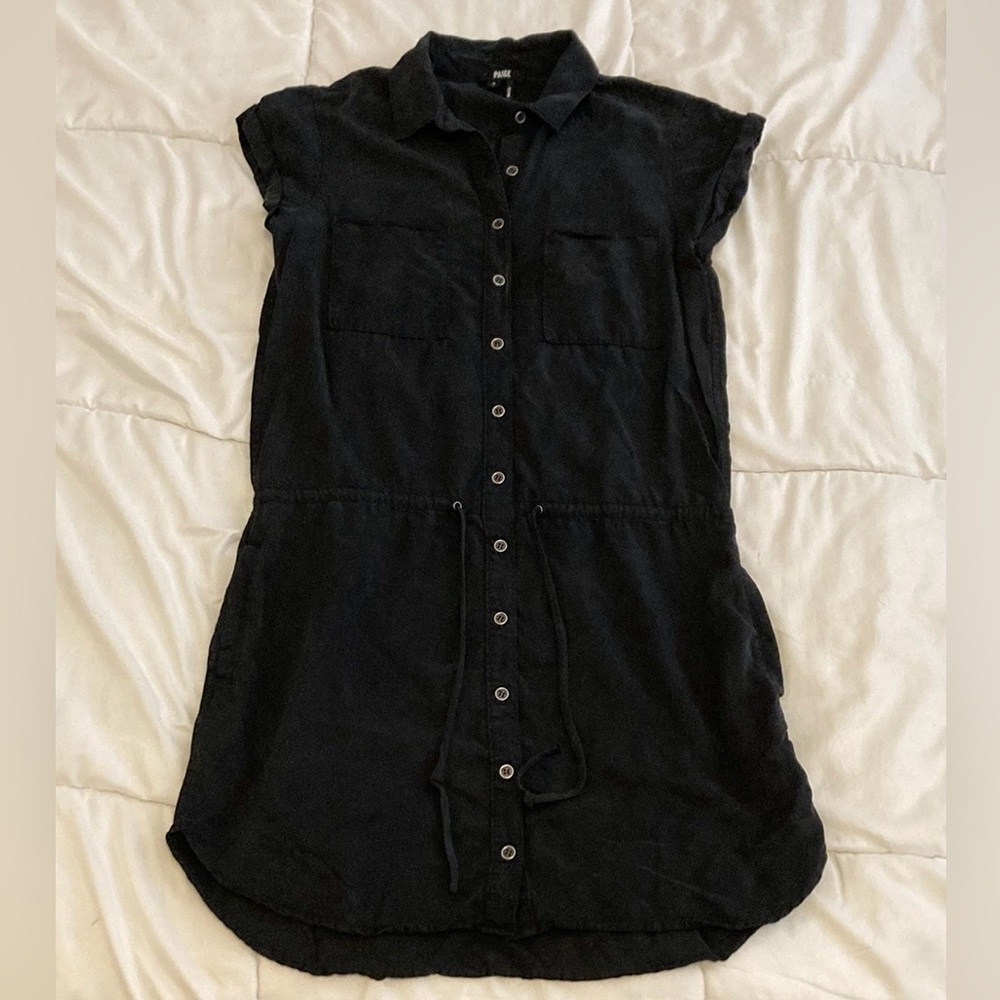 Paige Mika Collared Shirt Dress Black Size S